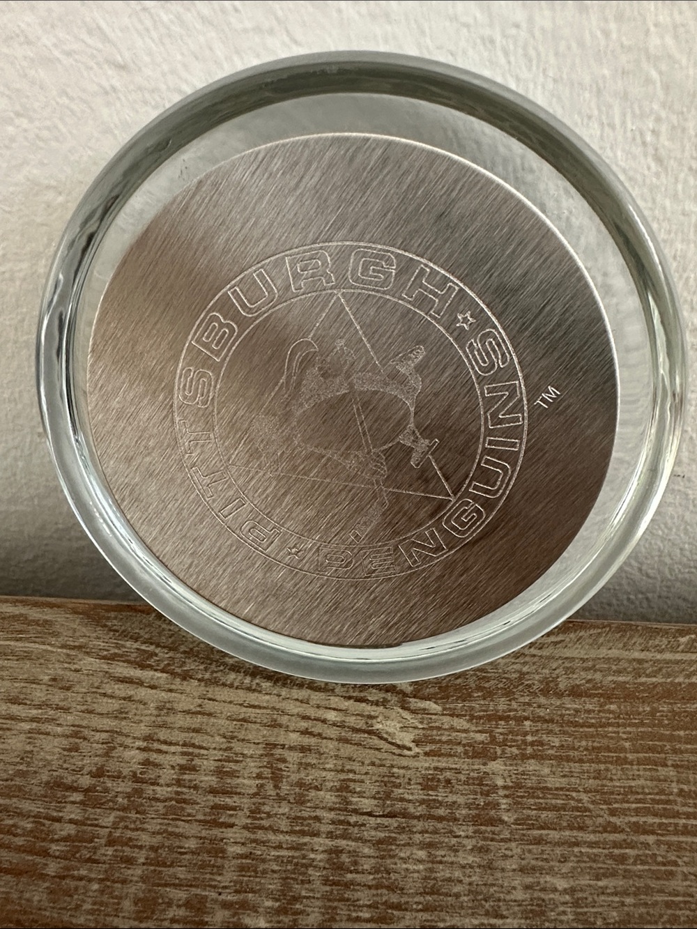 Pittsburgh Penguins Stainless Steel Glass Paperweight- Silver